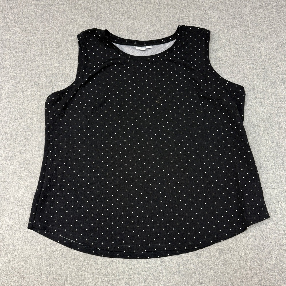 Croft & Barrow Sleeveless Top XXL Black White Polka Dot Scoop Neck Blouse Casual